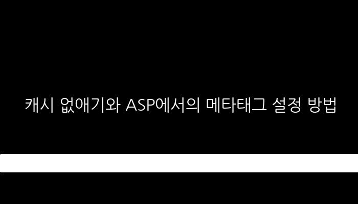 캐시 없애기와 ASP에서의 메타태그 설정 방법