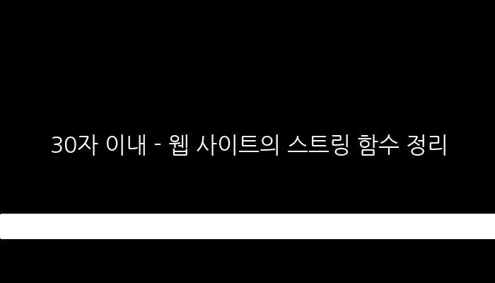 30자 이내 - 웹 사이트의 스트링 함수 정리