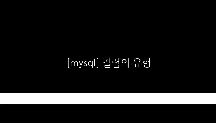 [mysql] 컬럼의 유형