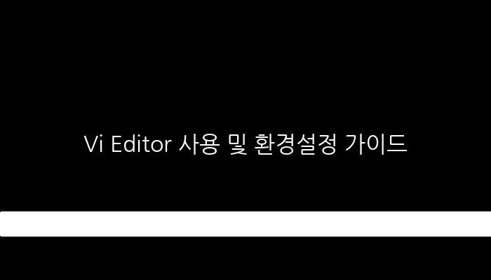 Vi Editor 사용 및 환경설정 가이드